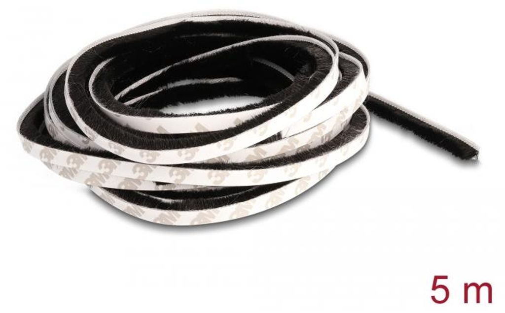 Delock Bürstenstreifen selbstklebend 8 mm - Länge 5 m schwarz