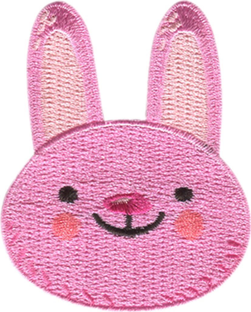 Hase Kopf Tier - Aufnäher, Bügelbild, Aufbügler, Applikationen, Patches, Flicken, Zum Aufbügeln, Größe: 5,1 x 6,3 cm