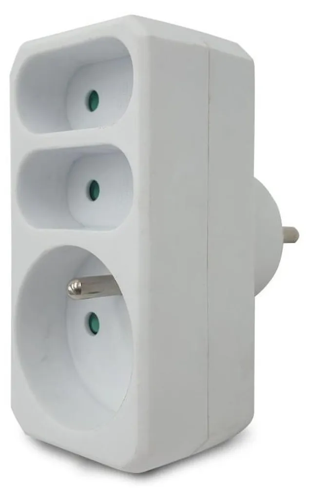 Distributeur de prises compact 3 sorties 3680W Velamp ADAT-FR-3 blanc 16A