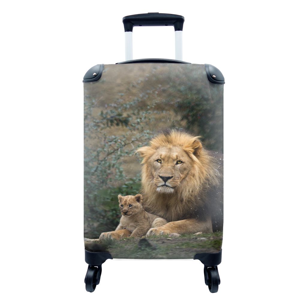 MuchoWow Koffer Handgepäck Trolley Rollkoffer Kleine Reisekoffer mit 4 Rollen - Löwen - Raubtiere - Porträt - Cabin Size < 55x40x23 cm & 55x40...