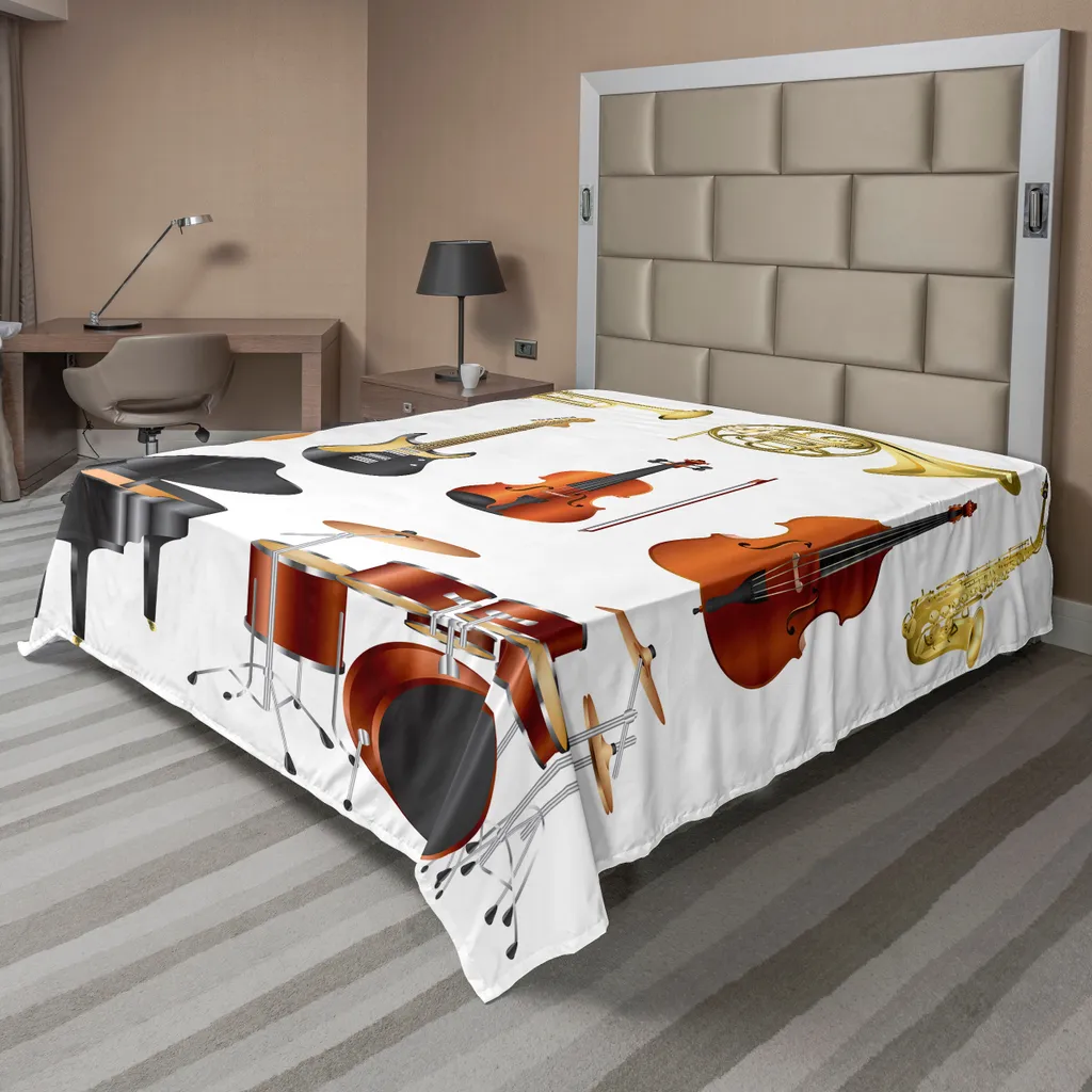 Drap Plat de Qualité Supérieure avec Imprimé Instruments de Musique 260cm