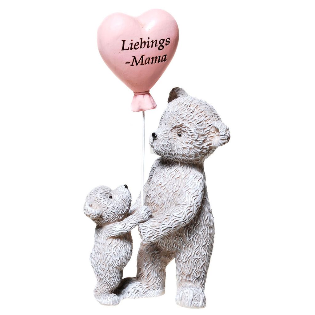 Bär mit Kind und Herz-Ballon "Lieblings-Mama"