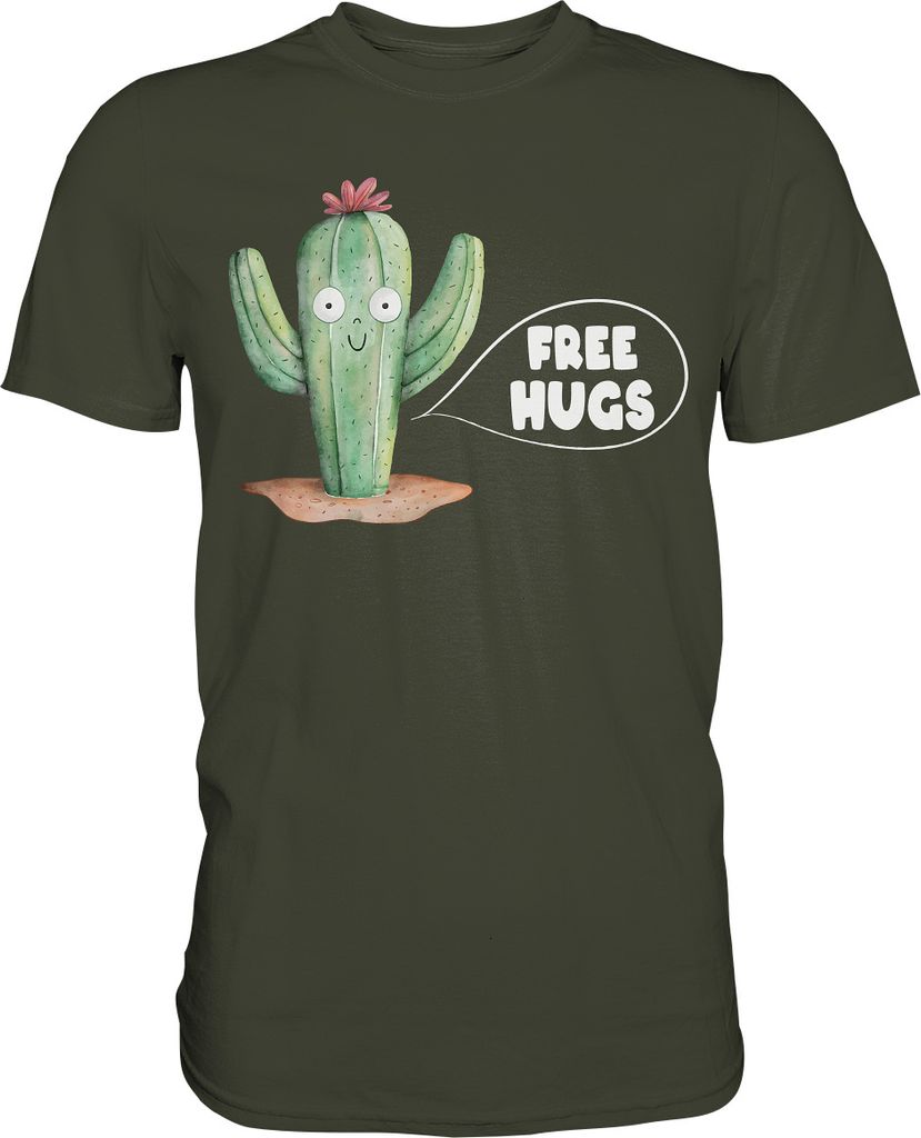 Kaktus Umarmung Lustiges Pflanzen T-Shirt – Urban Khaki / L Produktbild 