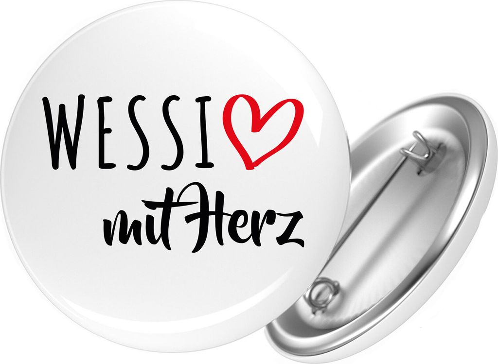Huuraa Button Wessi mit Herz 25mm rund mit Sicherheitsnadel Ansteckbutton Geschenkidee