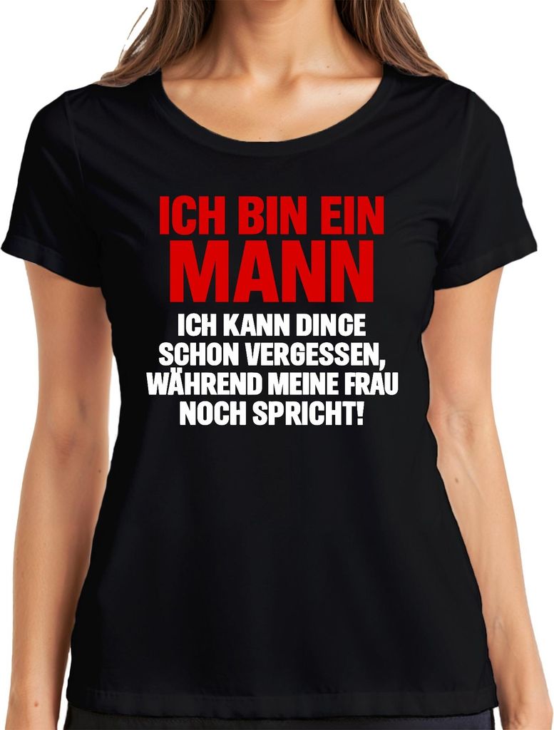 Bin ein Mann vergesse wenn Frau spricht Lustig Geschenk Ehemann Damen T-Shirt, Schwarz, L
