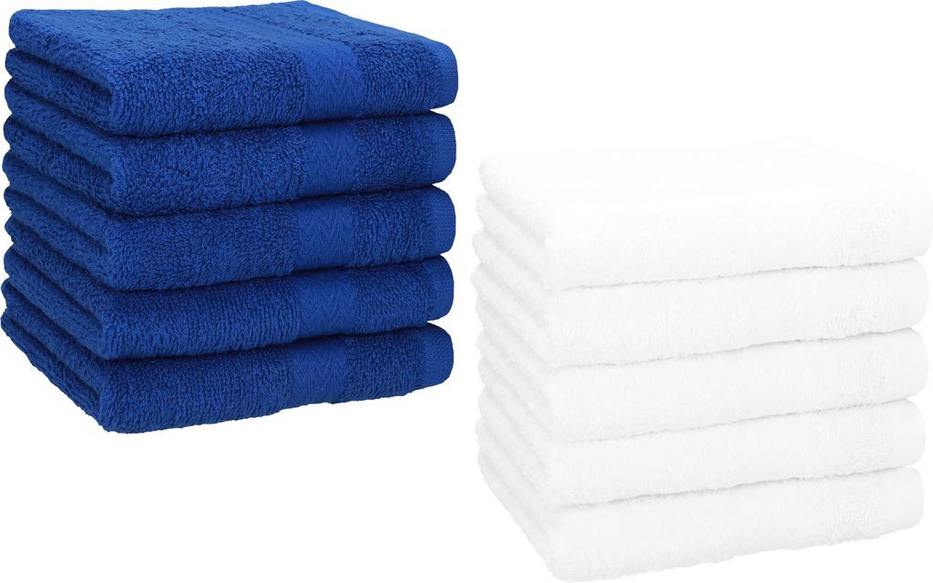 Betz 10 Stück Seiftücher 30x30 cm PREMIUM 100% Baumwolle Farbe: royalblau und weiß
