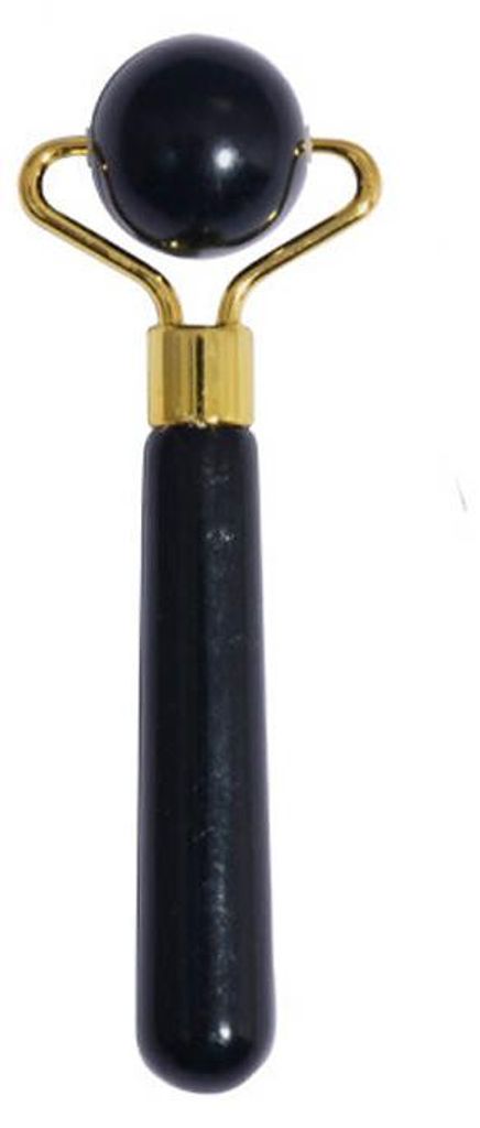 Mini-Jade-Roller zur Massage von Gesicht und Augenpartie in Schwarz von Venoc