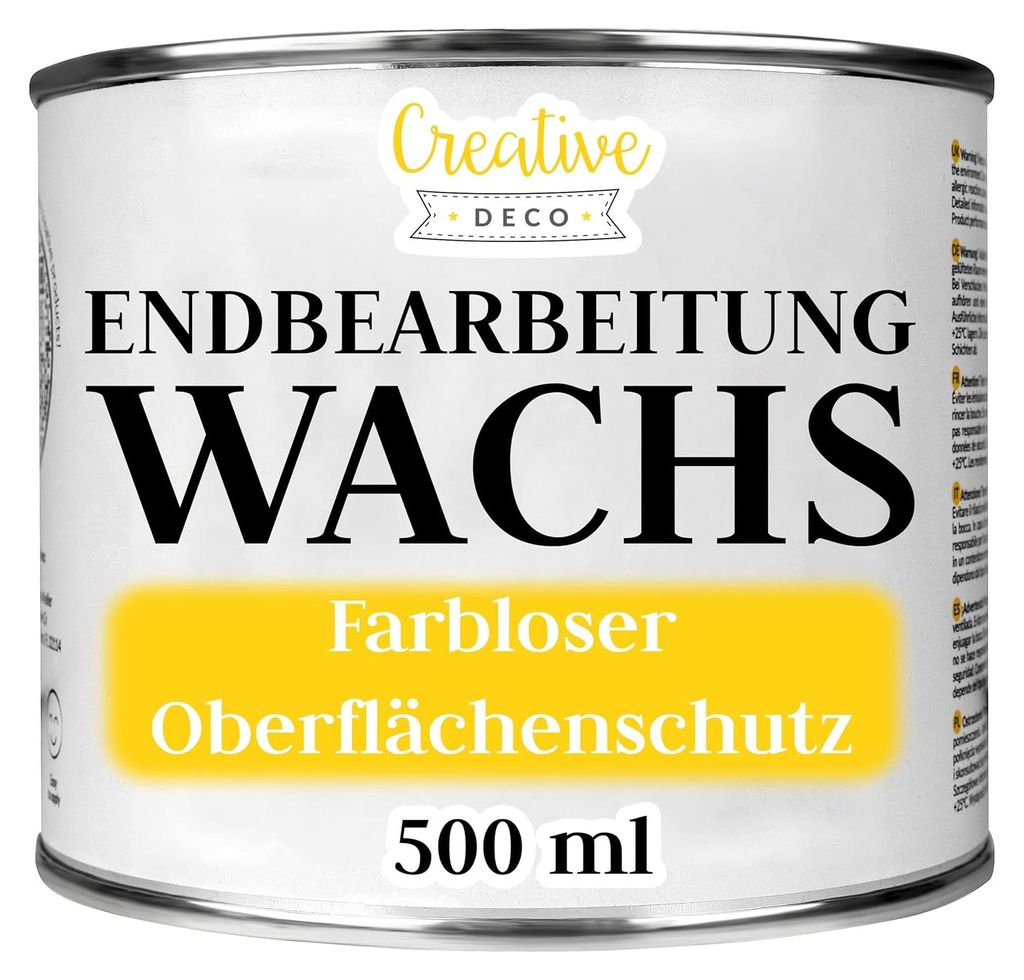 Creative Deco Farblos Möbel-Wachs | 500 ml | Klar Holz-Schutz | Transparent Holz-Politur | Leicht Glänzend | Antik-Wachs | Perfekt für Holz-Pflege