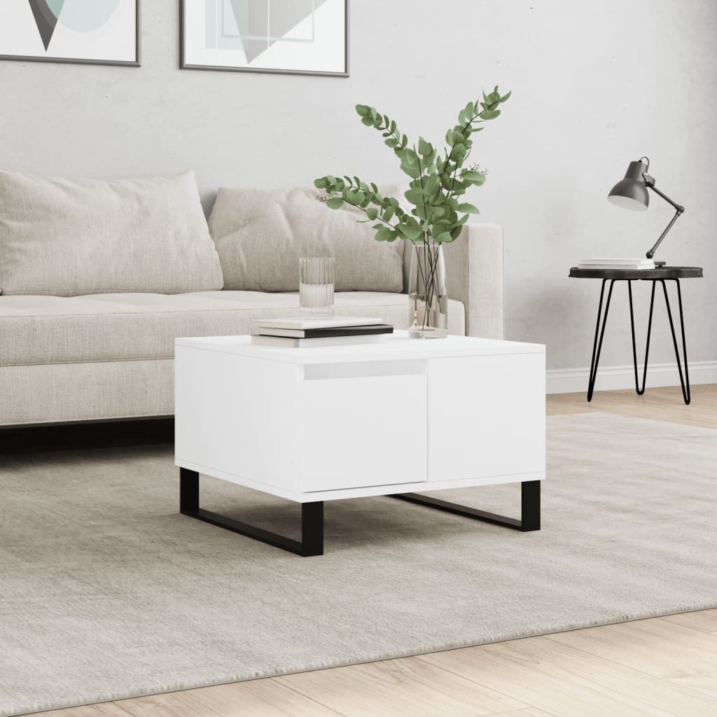 The Living Store Couchtisch Weiß 55x55x36,5 cm Holzwerkstoff