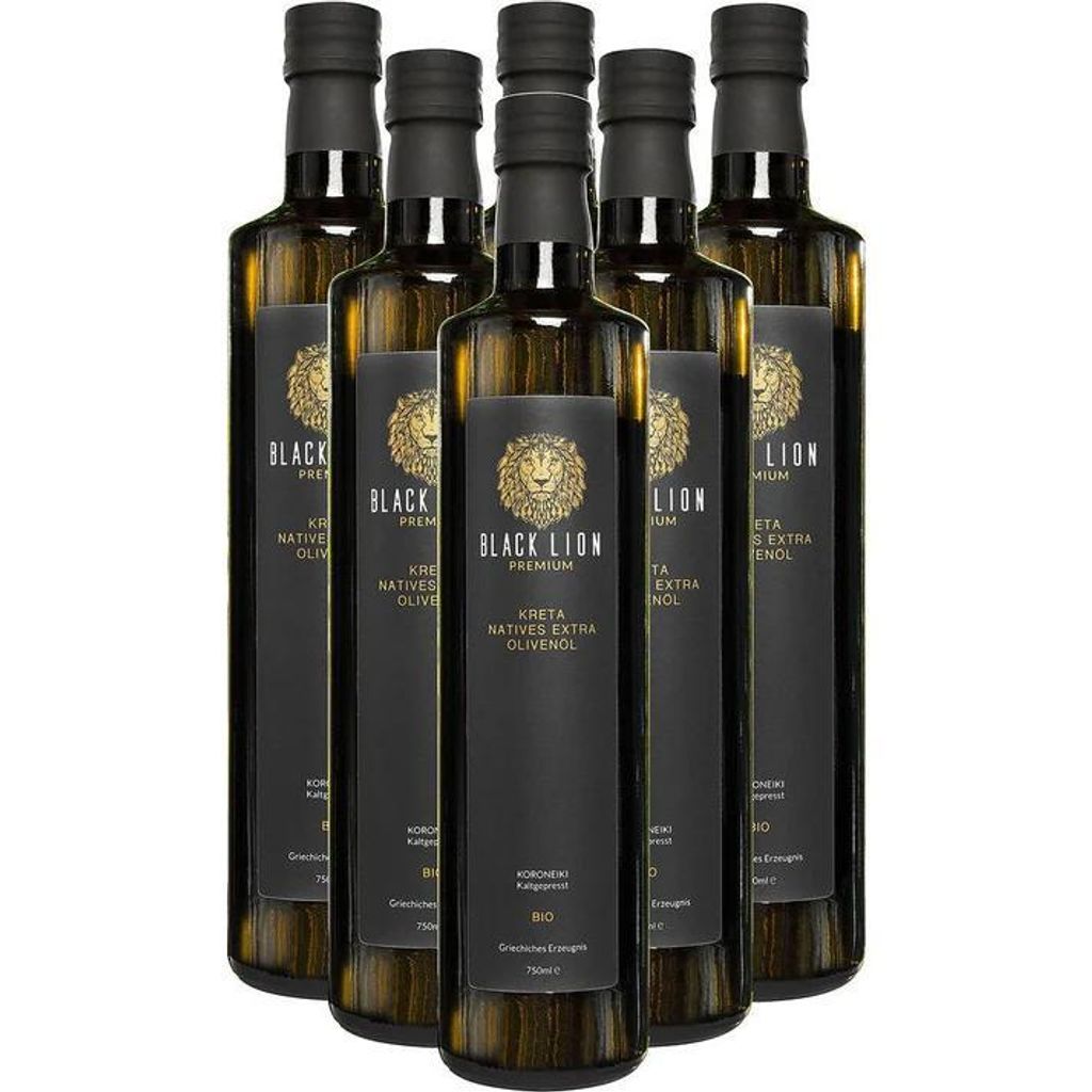 Black Lion Olivenöl aus Kreta – 6x 750ml – extra nativ, kaltgepresst & fruchtig-mild – Premium Olivenöl