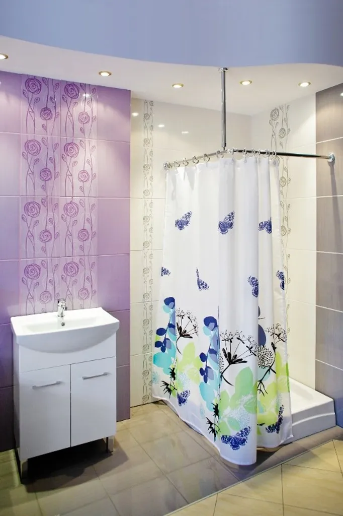 Tringle de douche d'angle grande largeur 200 cm sans support plafond - 4