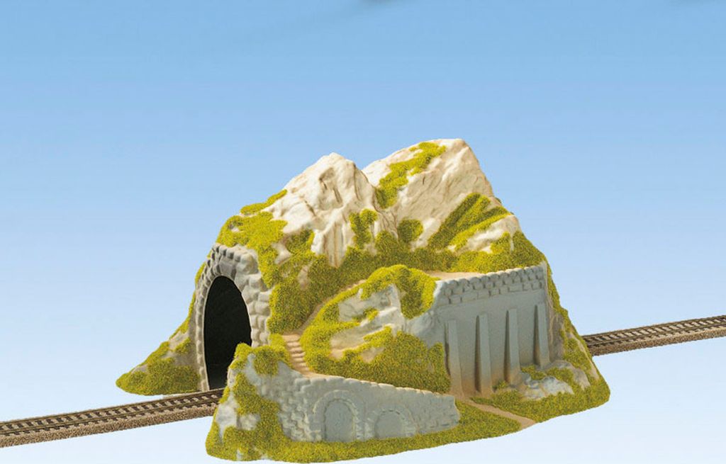 NOCH Tunnel, 1-gleisig mit Grautönen und Grüntönen, 34 x 25 Produktbild 
