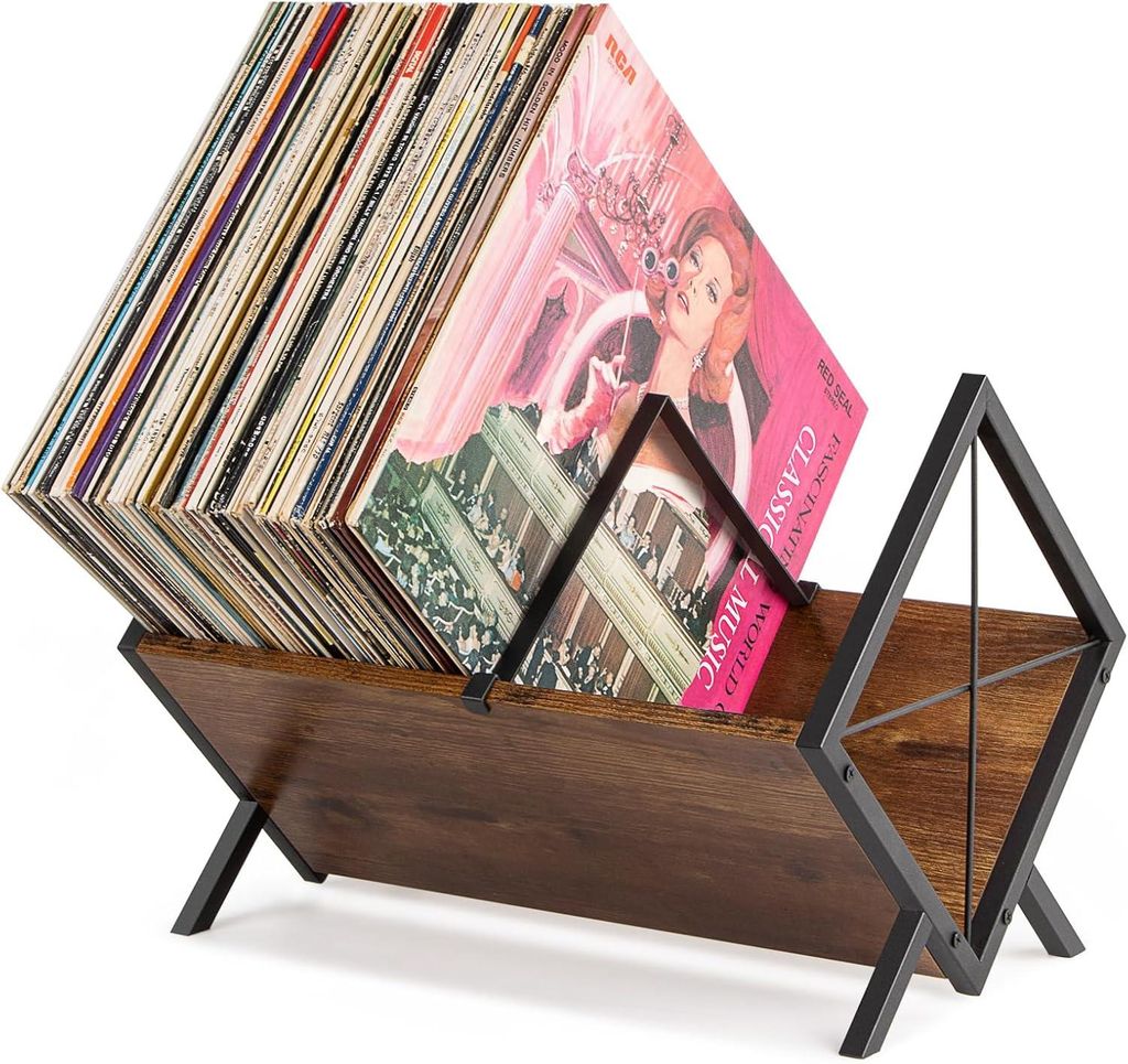 Plattenständer Schallplatten Aufbewahrung Regal für 80–100 LPs,Vinyl Regal,LP Regal,Schallplatten-Display,Schallplatten Zubehör,Retro Schallpl...