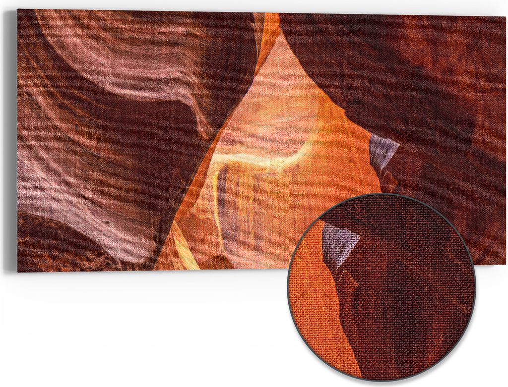 DEQORI Hybrid Leinwand Bild 60x30 cm 'Canyonflüstern' Wandbild Glas flach modern