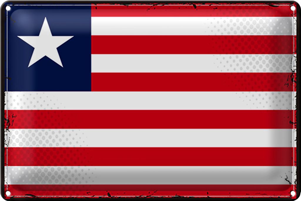 Blechschild Flagge Liberia 40x30cm Retro Flag of Liberia