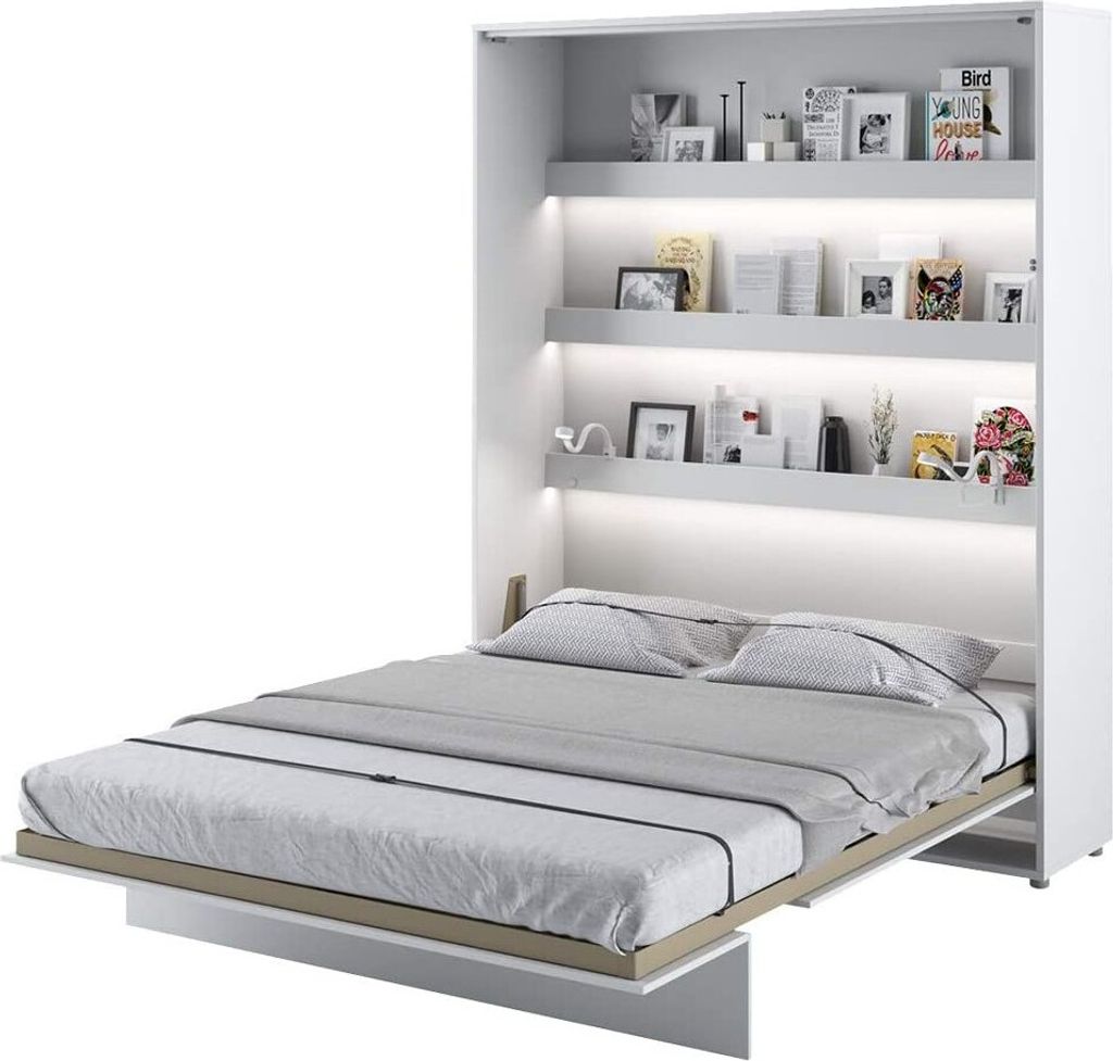 Furniture24 Schrankbett Bed Concept Lenart, Wandklappbett mit Lattenrost, V-Bett, Wandbett Bettschrank Schrank mit integriertem Klappbett Funktions...