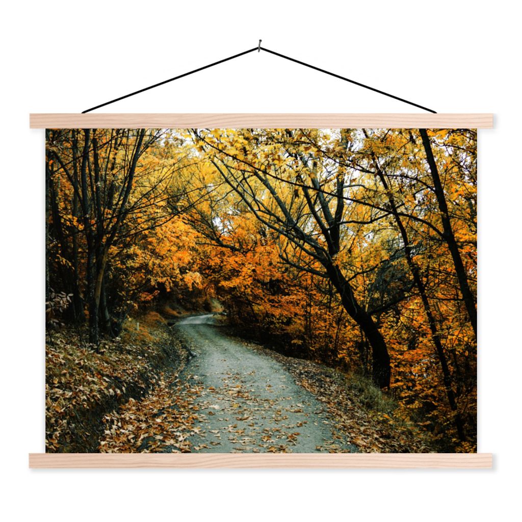MuchoWow Textilposter Blätter - Herbst - Wald 40x30 cm mit holzfarbenen Rahmen - Bilder