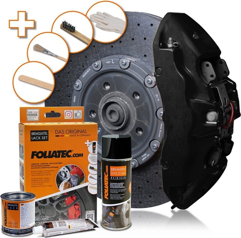 FOLIATEC 2176 Bremssattellack Farbe Spray Set Schwarz Matt 400 125 50ml