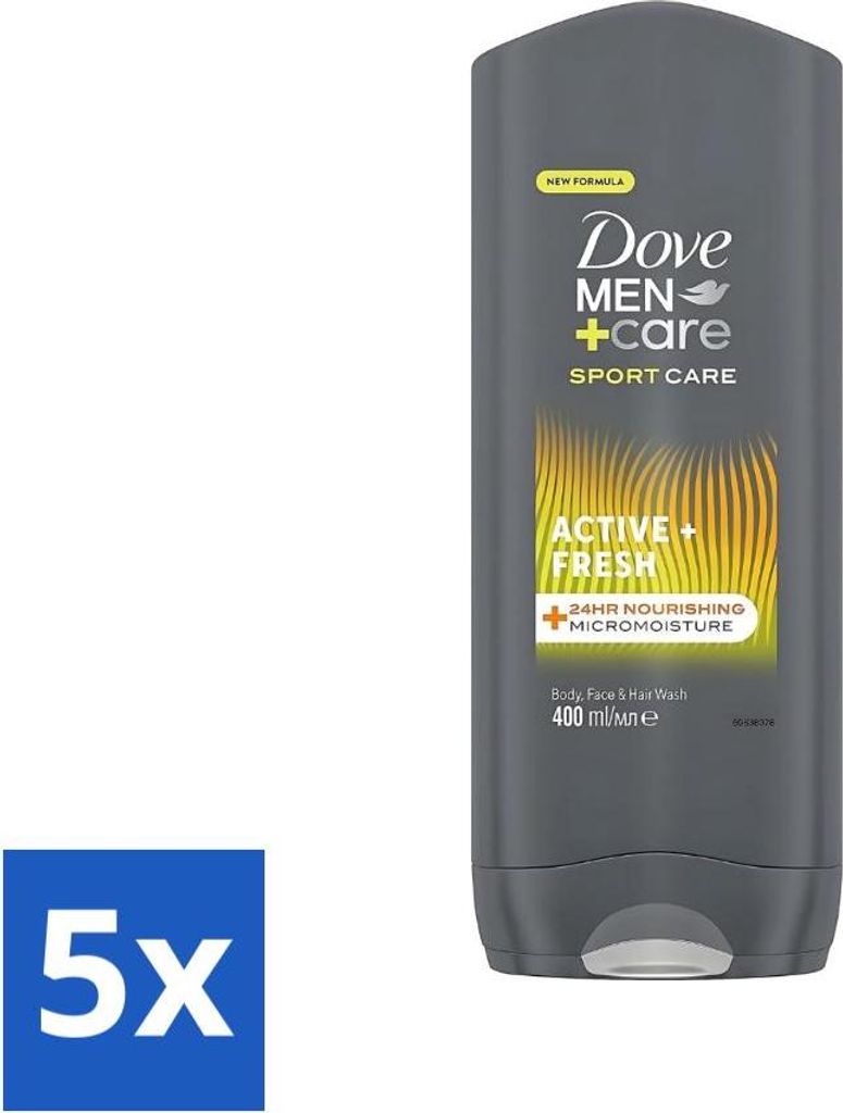 Dove - Duschgel - Men+ Care Active Fresh - Erfrischend und langanhaltend schützend - 400 ml - Vorteilspack - 5 Stücke