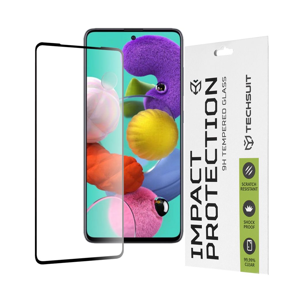 Techsuit Full Cover Impact Protection Displayschutzfolie für Samsung Galaxy A51 4G/5G - Schwarz