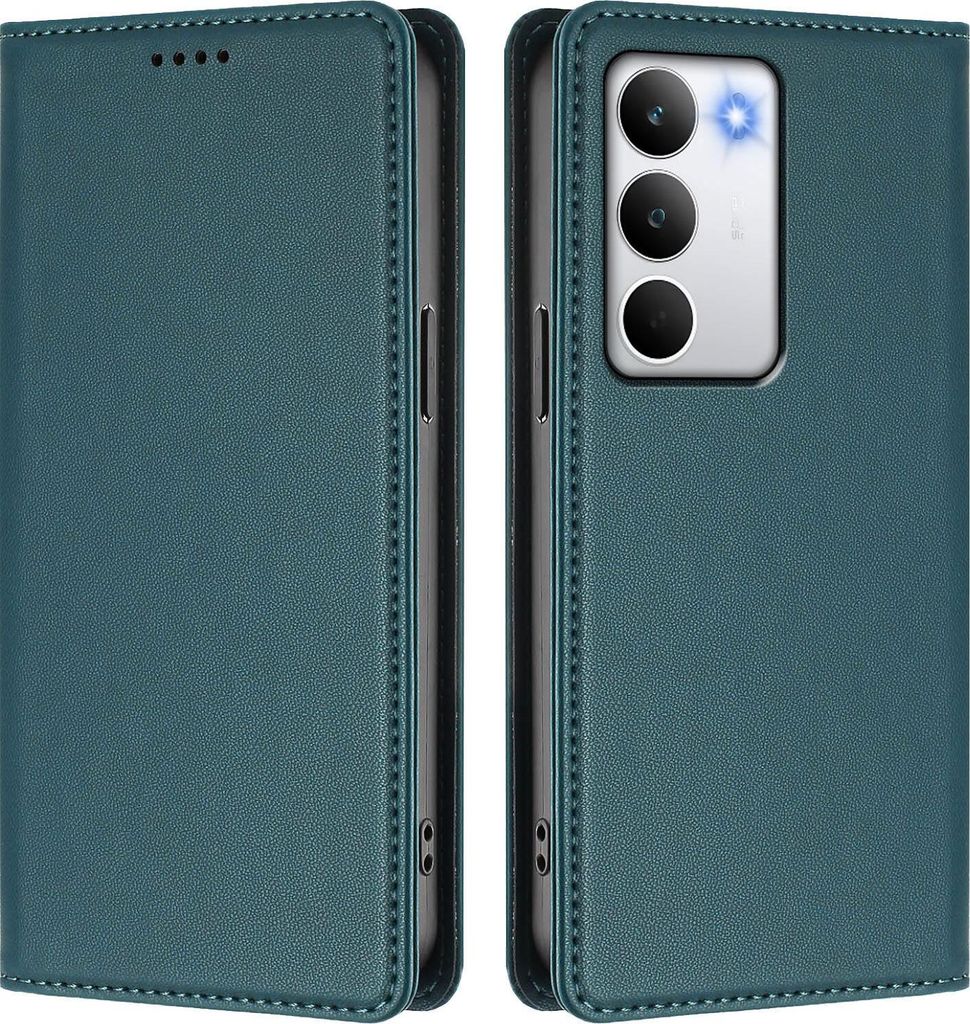 Handyhülle für Realme C71, Kunstleder Klapphülle Stoßfeste Magnetische Hülle mit Ständer Grün