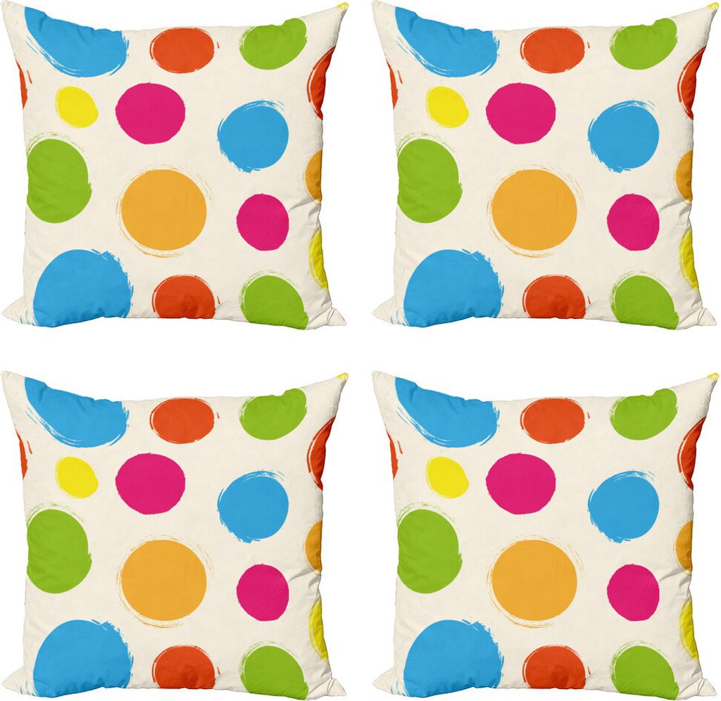 ABAKUHAUS Abstrakt Kissenbezug Set (4 Stück), Bunte runde Formen, Moderner Doppelseitiger Digitaldruck, 45 cm x 45 cm, Mehrfarbig