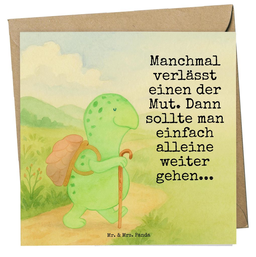 Mr. & Mrs. Panda Grußkarte Schildkröte Wanderer Design - Weiß - Geschenk, Klappkarte, Rucksack, anlasskarte, Motivationsspruch, Glückwunschkart...