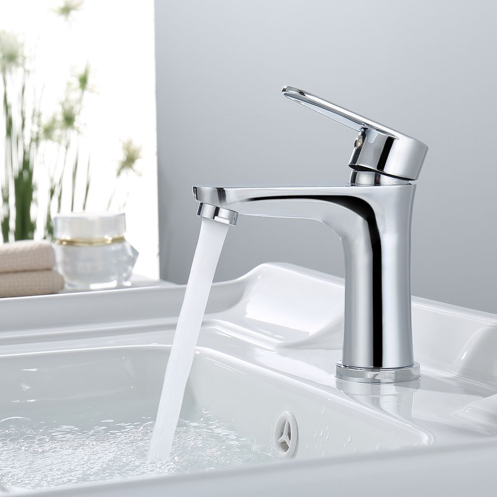 HOMELIVE Waschtischarmatur Einhebelmischer Badezimmer Wasserhahn Verchromt Badarmatur mit Schlauch Waschtisch Wasserhähne Duscharmaturen Edelstahl