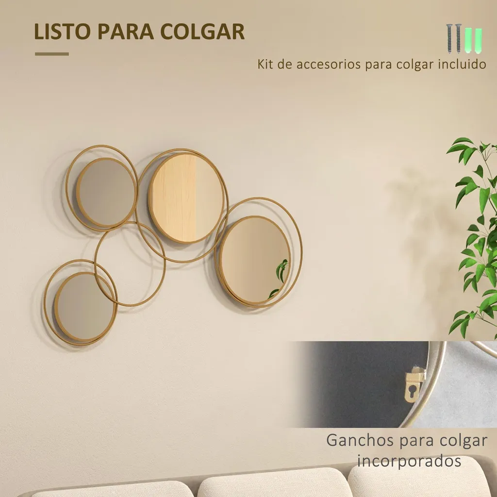 Miroir rond doré moderne 110x68 - Sublimer un mur vide avec design - 5