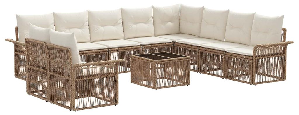 vidaXL Gartensofa-set 11 pcs Beige Poly-Rattan