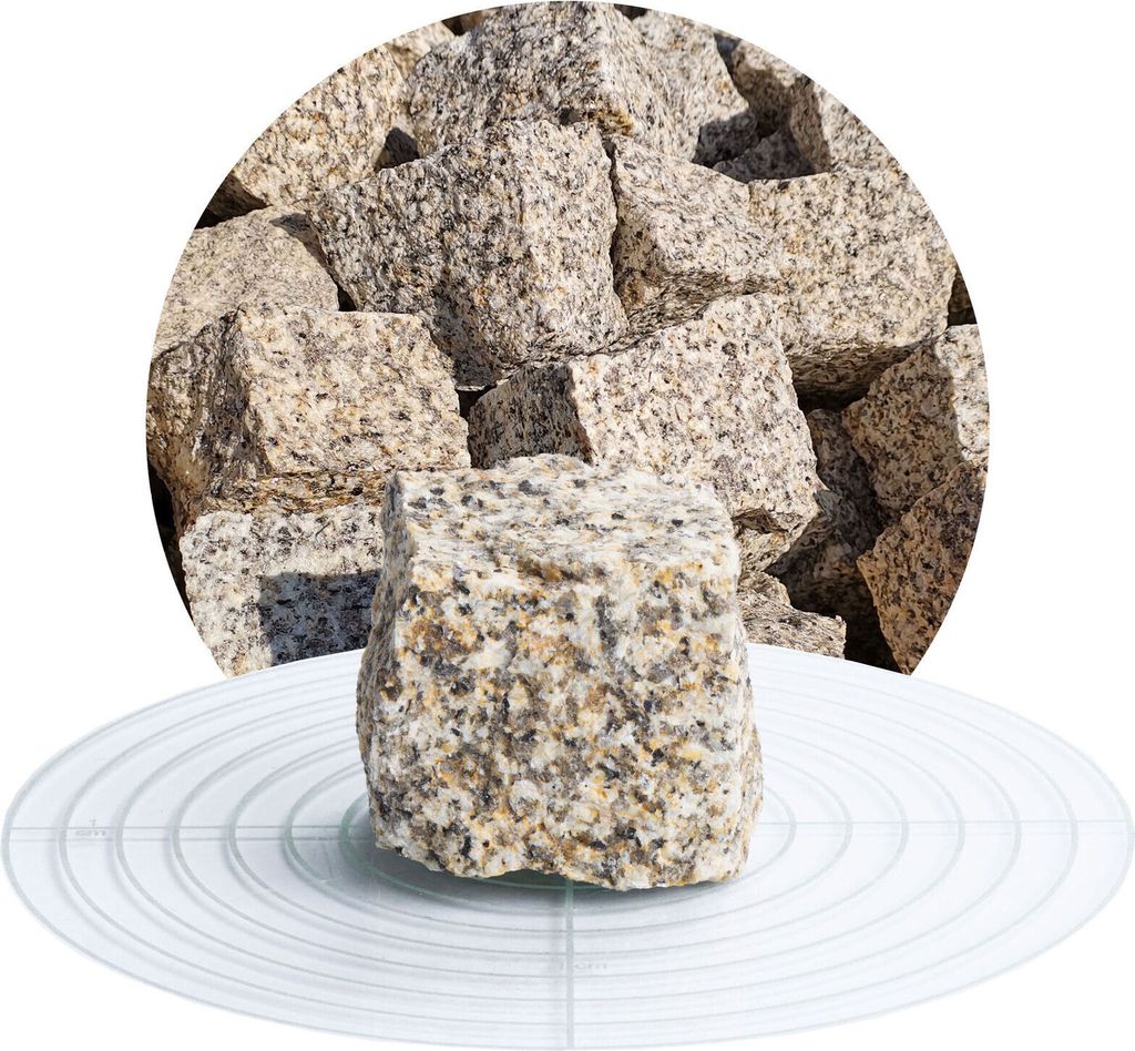 Schicker Mineral-Granit Pflastersteine gelb-grau 5x5x5 cm 25 kg-