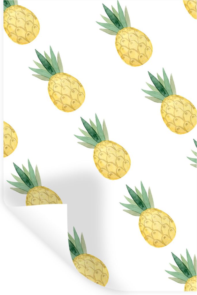 MuchoWow Wandtattoo Wandsticker Wandaufkleber Ananas - Obst - Aquarell 60x90 cm Selbstklebend und Repositionierbar - Sticker - Dekorfolie