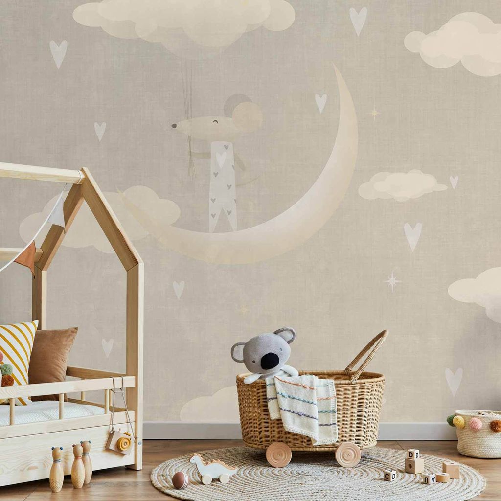Vlies Fototapete - Mouse on the Moon 400x280 cm Für Kinder e-A-10136-a-a