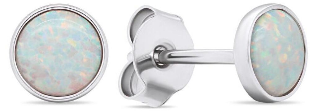 Charming silver stud earrings with synthetic opals EA579W
