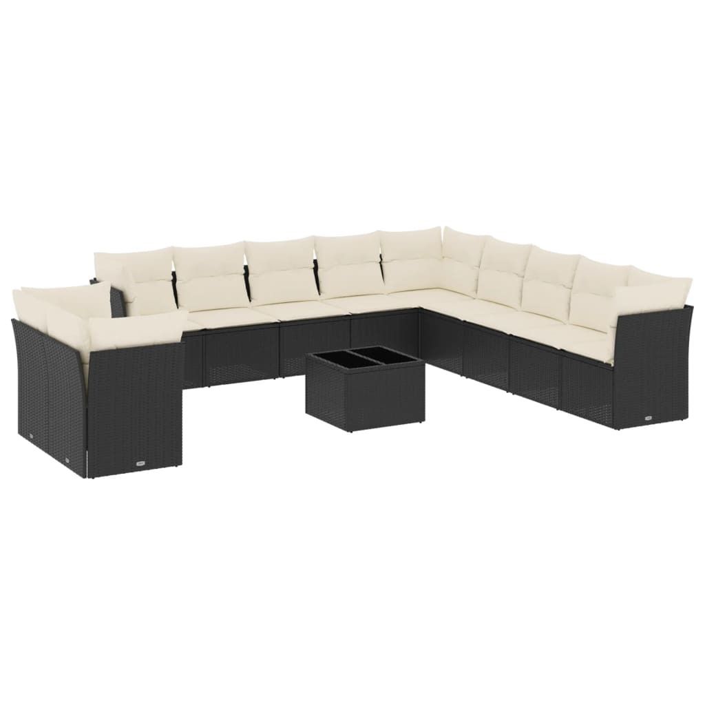 "2026 Aktion" 12-tlg. Garten-Lounge-Set - elegantes Design - Sitzgruppe/Gartengarnitur - mit Kissen Schwarz Poly Rattan - Terassenmöbel NeuMöbel5...