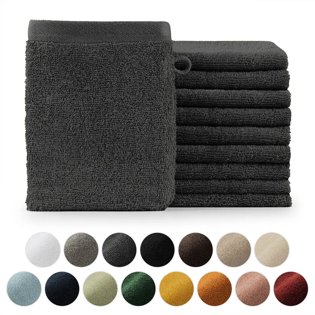 Set 10 Lavette Blumtal per Neonati e Famiglia Antracite Cotone Oeko-TEX