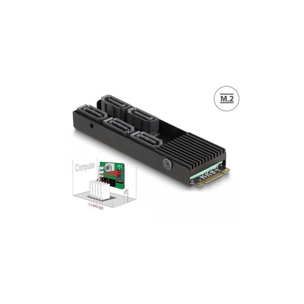Multiplicateur M.2 Key B+M vers 5 x SATA - Format 2280 avec Débit 6 Gb/s - 5