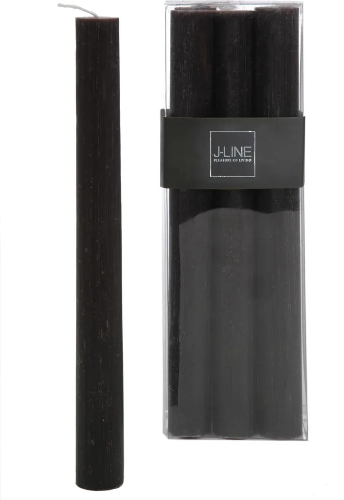 Bougies de table pour dîner chic J-Line brun et noir lot de 6 - 9S