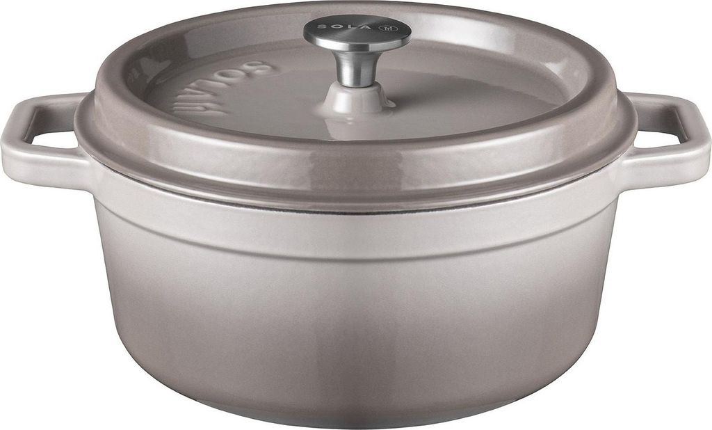 Sola Bräter mit Deckel Gusseisen - Grau - ø 28 cm / 5 Liter - Emaillierte Antihaftbeschichtung