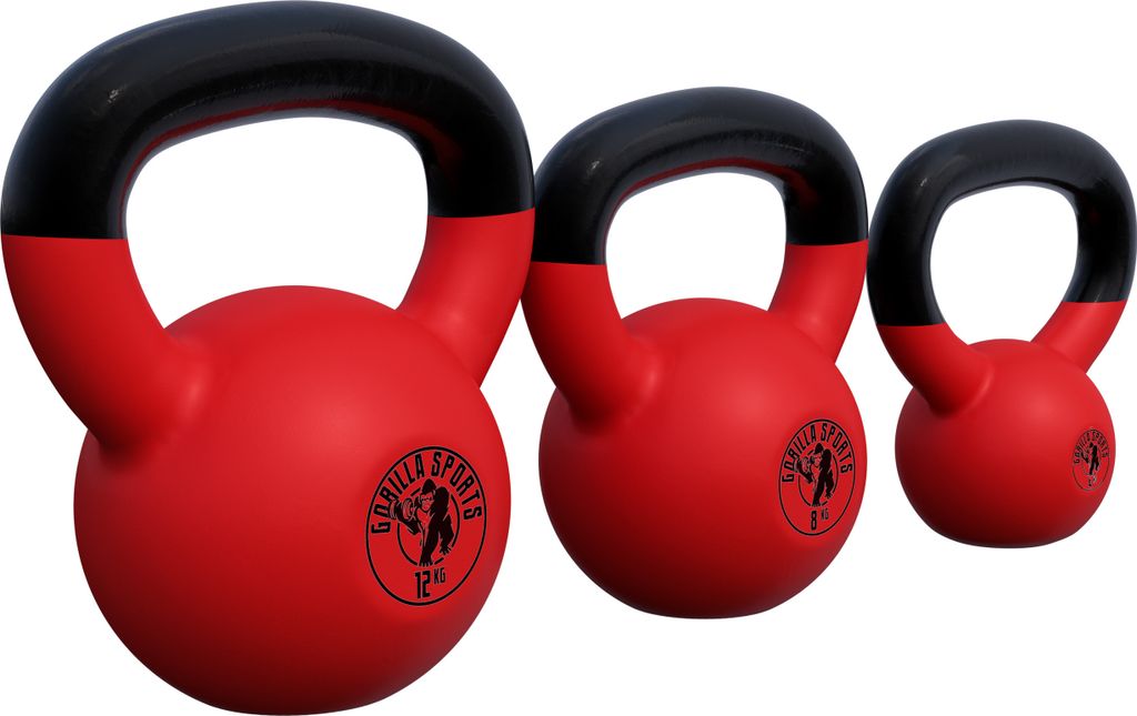 GORILLA SPORTS Kettlebell 2–32 kg – Gusseisen Kugelhantel mit Vinylbeschichtung, Bodenschonend – Einzeln oder Set – Home Gym, Fitness, Kr...