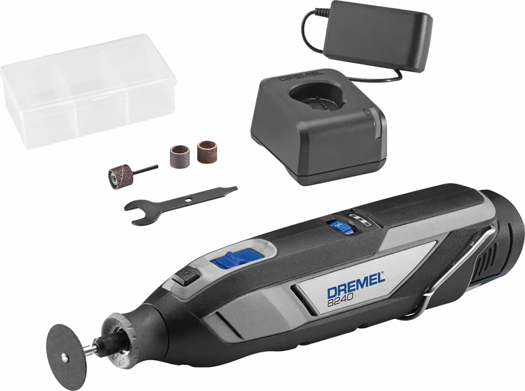 Dremel 8240-5 F0138240JA Utensile multifunzione a batteria, incluso caricabatterie, con accessori 12 V 2,0 Ah (F0138240JA)