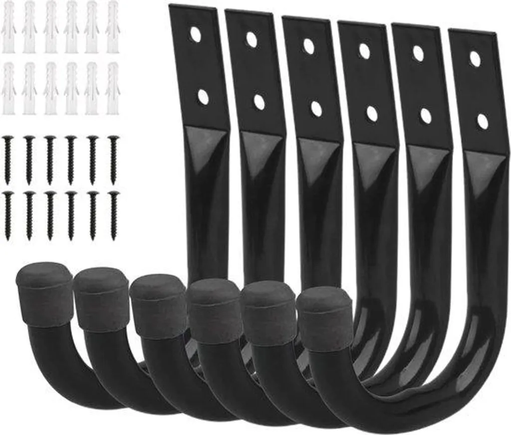 Crochets Garage Robustes avec Revêtement Antidérapant - Lot de 6 PC