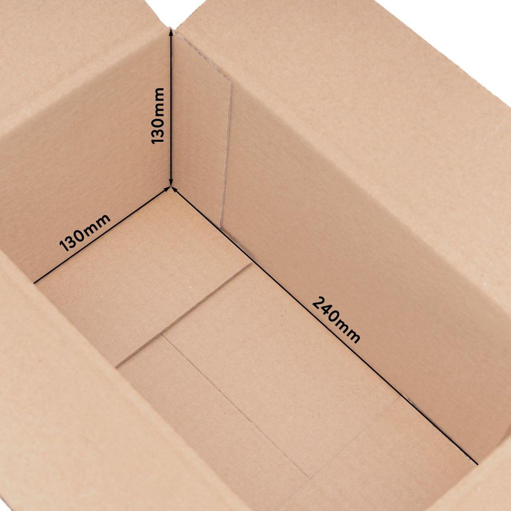 Faltkarton, 240 x 130 x 530 mm (Innenmaß), Fefco: 0202, 1-wellig, braun