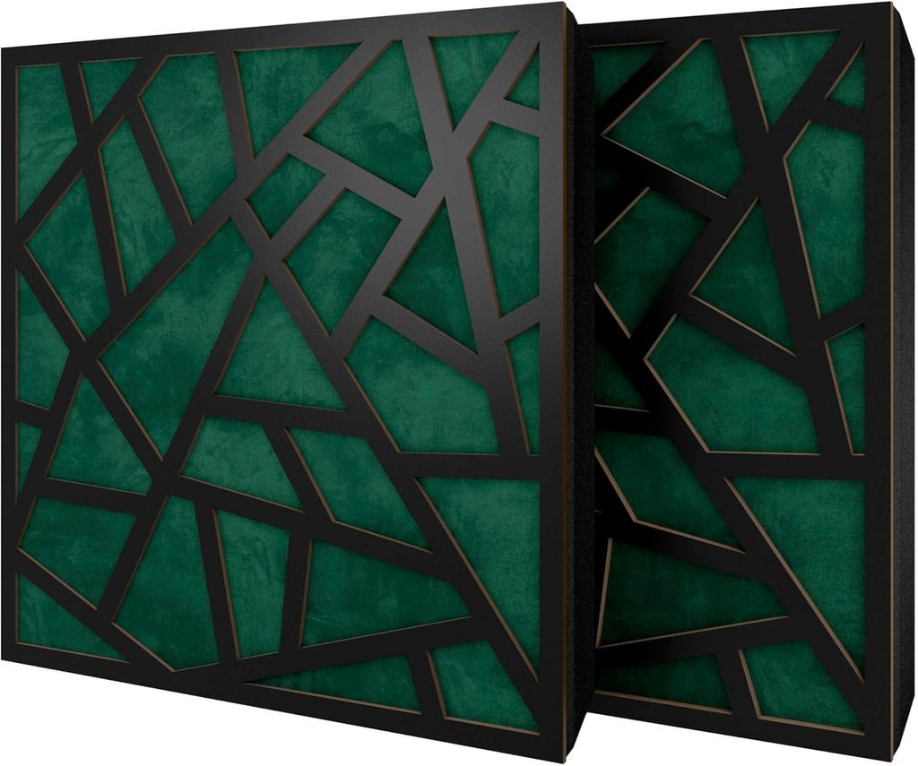 2er-Pack – Akustikpaneel mit Samtstoff und Befestigungsset | 50x50x5cm | Schallabsorption-Diffusion-Reflexion-Schalldämmung | [SKYROSS -Schwarz|...