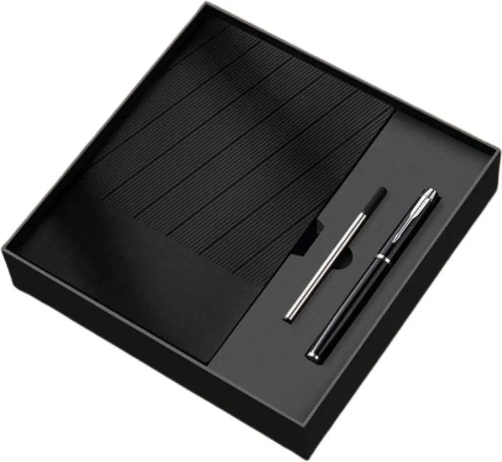 INF Quaderno A5 in Finto cuoio - 360 Pagine, Carta Spessa, con Penna e Ricarica Nero