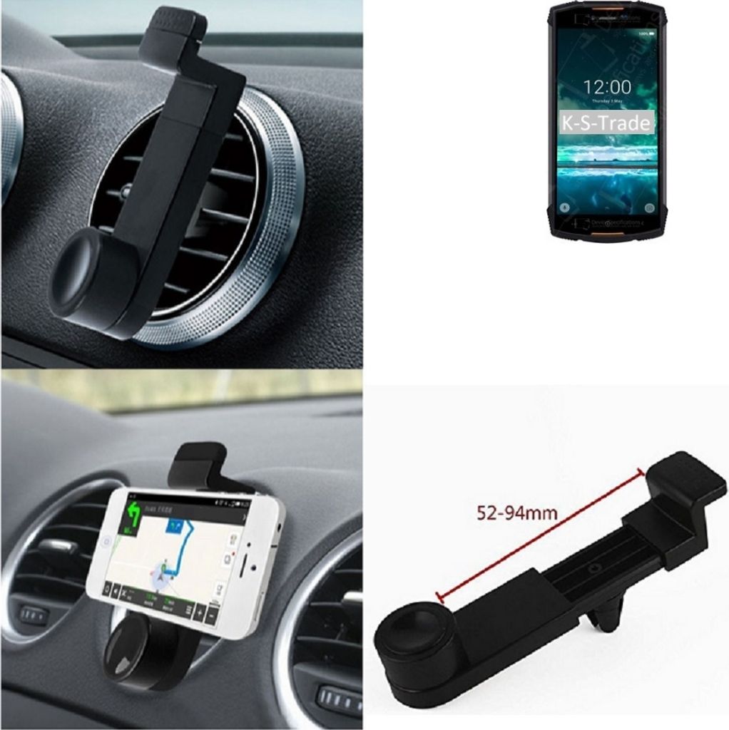 K-S-Trade Lüftungshalterung kompatibel mit Doogee S55 Lite KFZ-Halterung Autohalterung Handy-halterung Lüftungsgitter Lüftungsschlitze Schwarz