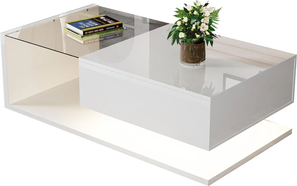 Must-Have Salotto: Tavolino Sweiko Bianco Lucido con Luci LED
