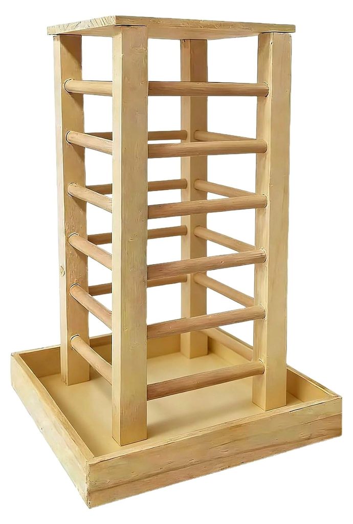 Holz-Heuraufe für kleine Haustiere – Futterhalter zur Wandmontage, langlebiger Futter-Organizer aus Naturholz mit glatten Kanten