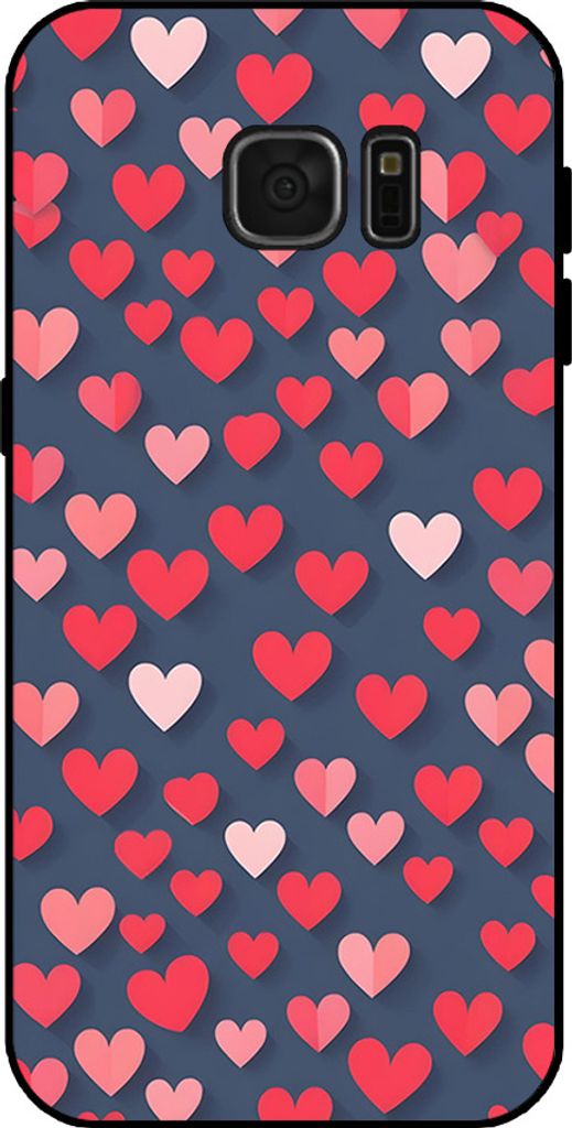 Smartphonica Telefon Fall fit für Samsung Galaxy S7 Edge mit rosa und roten Herzen Impressum - TPU Backcover Fall mit rosa und roten Herz-Design