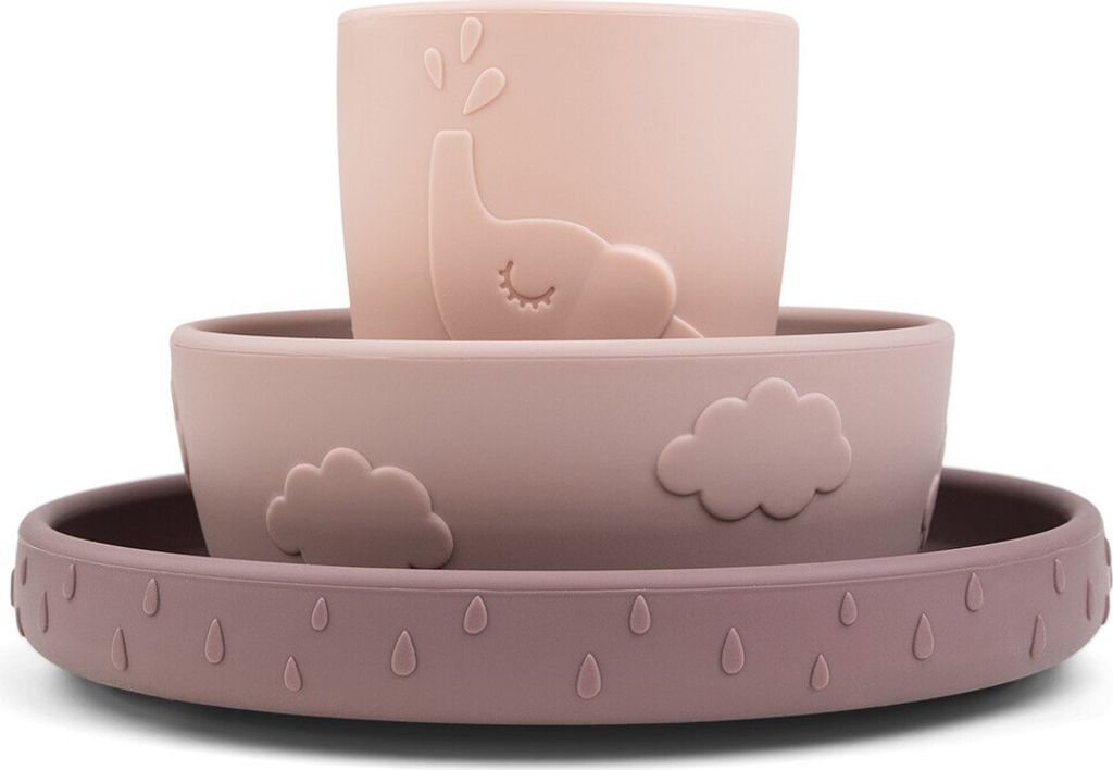 Done by Deer Stick & Stay Dinner Set Deer Friends Powder Pink